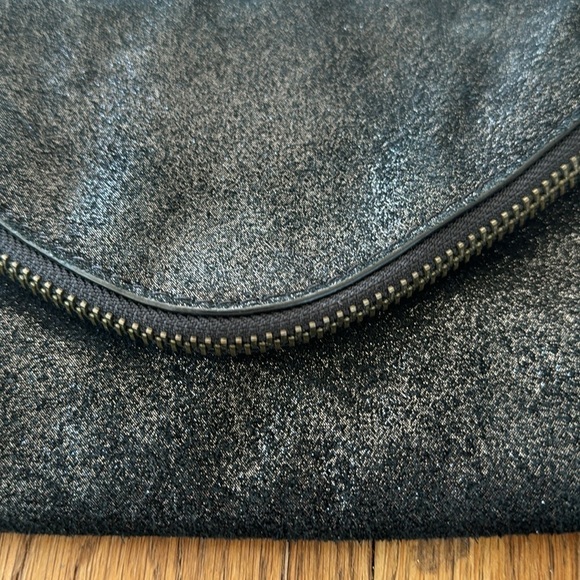 J CREW Black Silver Glitter Chain Cocktail Party Purse Bag Clutch - Picture 2 of 8